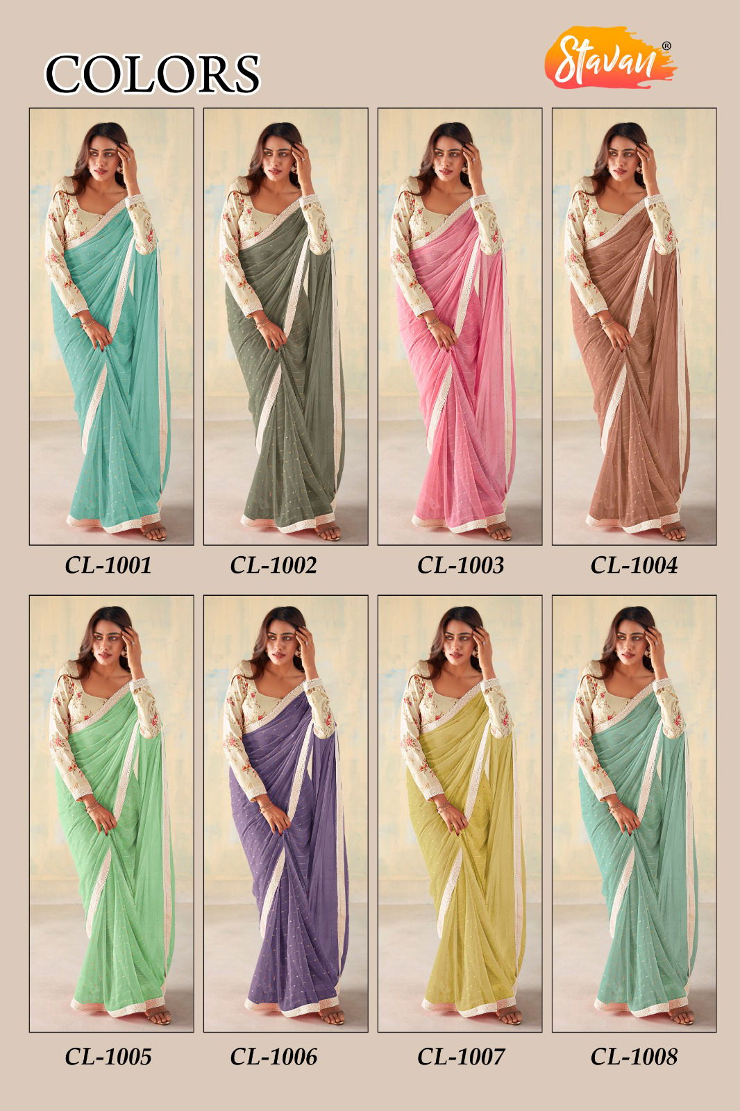 Colours Georgette Printed Blouse Party Wear Sarees Catalog